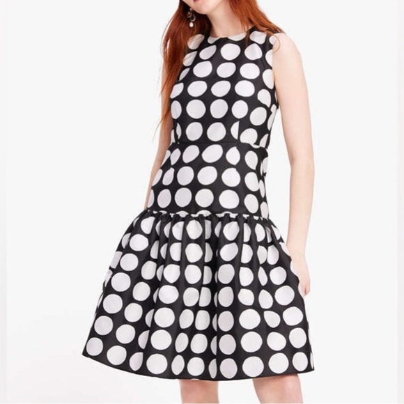 Kate Spade New York Julia Art Dot Jacquard Dress Black & White Women’s Size 4 - Picture 2 of 12